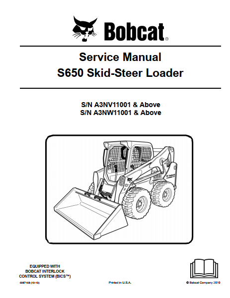 Bobcat S650 Skid-Steer Loader Service Manual PDF – Repair & Maintenance Guide