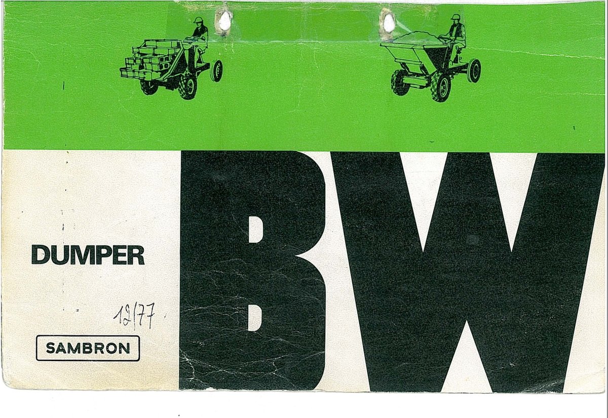 Bobcat SAMBRON BW 1277 Dumper Spare Parts Catalog Manual PDF