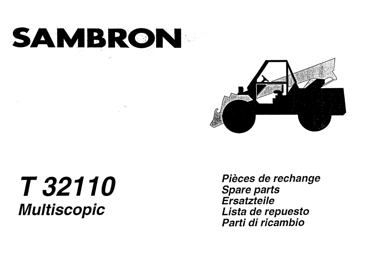 Bobcat Sambron T32110 Multiscopic Telehandler Spare Parts Catalog
