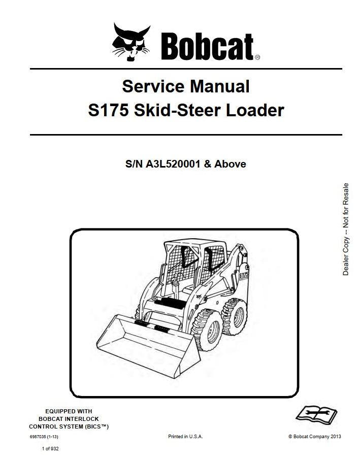 Bobcat S175 Skid-Steer Loader Service Manual PDF