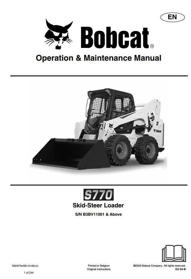 Bobcat Skid-Steer Loader S770 Operation & Maintenance Manual PDF