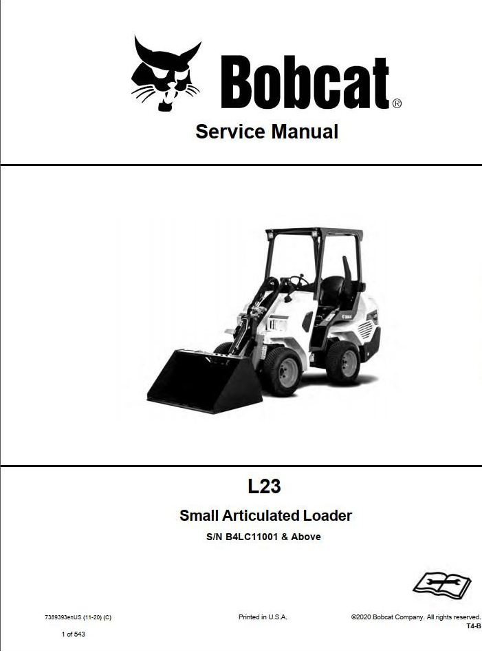 Bobcat Small Articulated Loader L23 Service Manual PDF