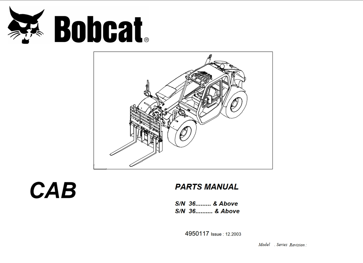 Bobcat Telehandler Cab Parts Manual PDF