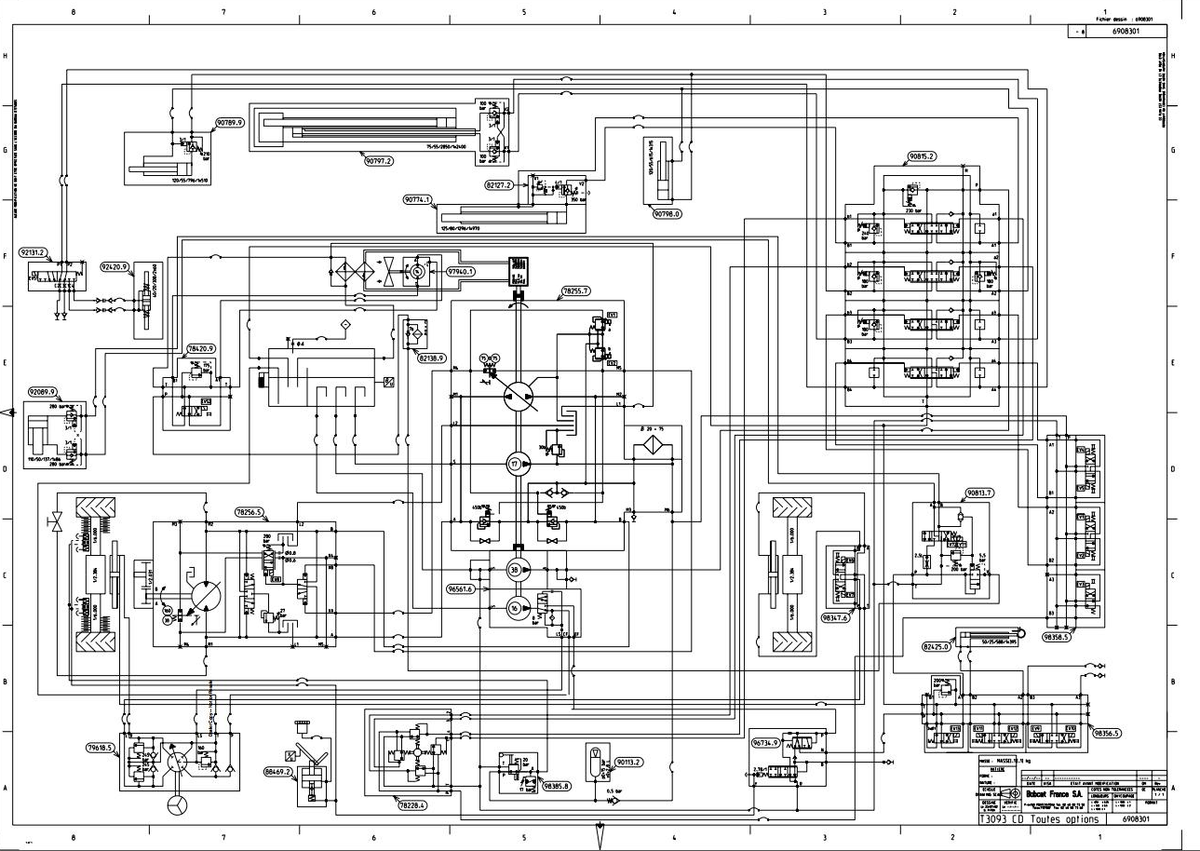 Bobcat T3093CD & T3071 Hydraulic-Electrical Schematic Manual PDF