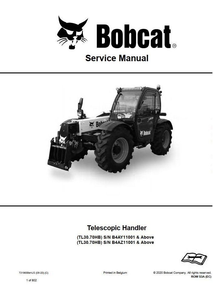 Bobcat Telescopic Handler TL3070 Service Manual PDF