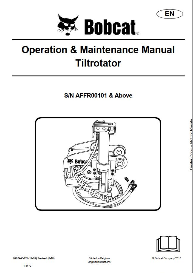 Bobcat Tilt Operation, Maintenance & Service Manual PDF