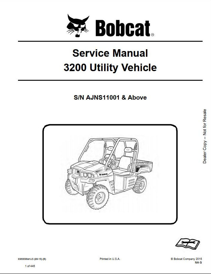 Bobcat 3200 Utility Vehicle Service Manual PDF | Repair & Maintenance Guide