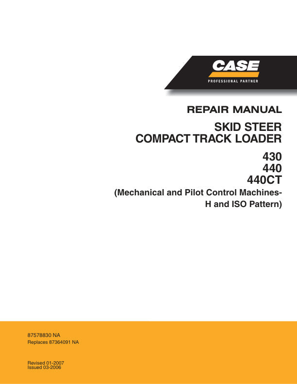 CASE 430, 440, 440CT SKID STEER REPAIR MANUAL 87578830 - PDF FILE