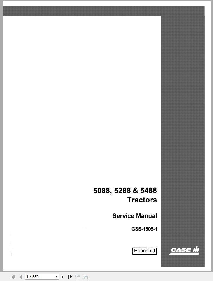 CASE 5088, 5288, 5488 Tractor Service Manual GSS-1505-1R0 – PDF File