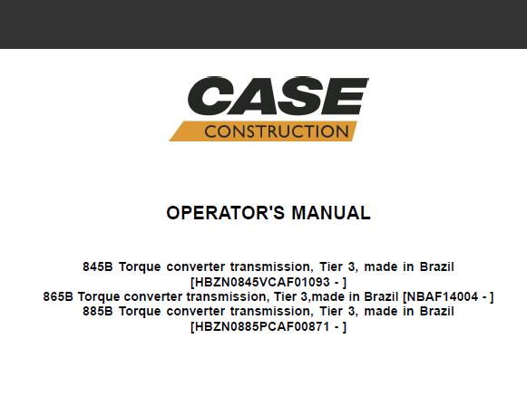 CASE 845B, 865B, 885B MOTOR GRADERS OPERATOR’S MANUAL - PFD FILE