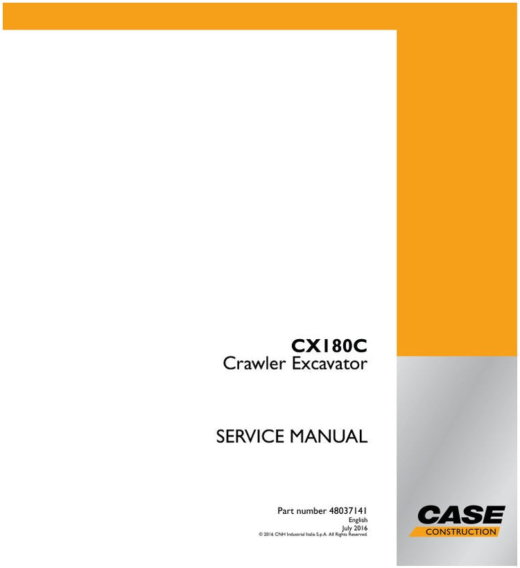 CASE CX180C Crawler Excavator Service Manual - 48037141