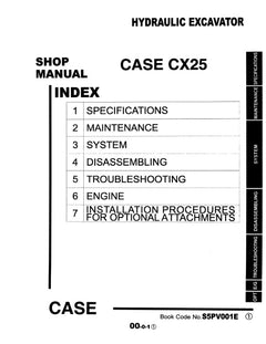 CASE CX25 HYDRAULIC EXCAVATOR SERVICE MANUAL S5PV001E - PDF FILE