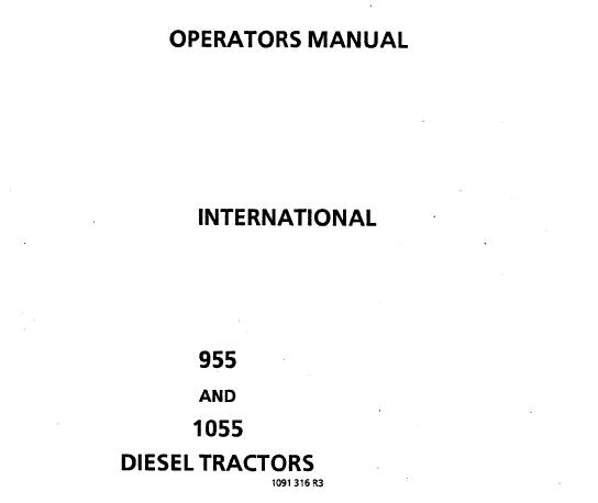 CASE IH 955 and 1055 Diesel Tractors Operator’s Manual – PDF File
