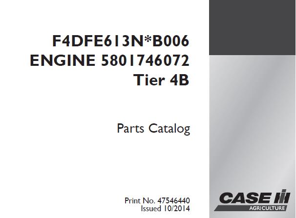 CASE IH CNH F4DFE613N * B006 ENGINE 5801746072 TIER 4B PARTS CATALOGUE MANUAL - PDF FILE