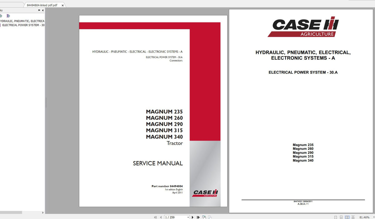 CASE IH Magnum 235 260 290 315 340 Tractor Service Manual