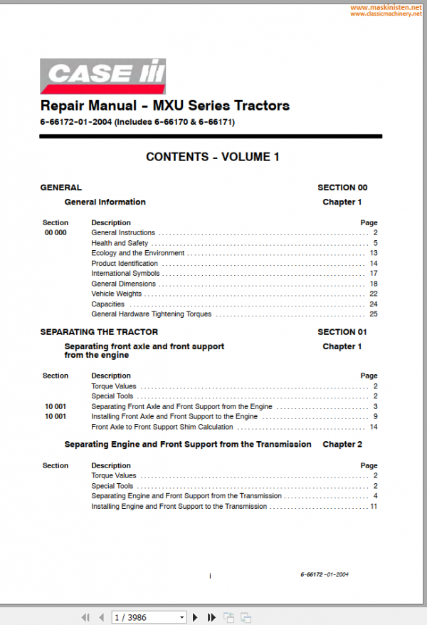 CASE IH MXU 100, 110, 125, 135,115 REPAIR MANUAL - PDF FILE