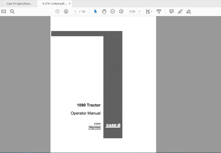 CASE IH TRACTOR 1090 TRACTOR- PRIOR TO SN 8675001 OPERATOR’S MANUAL 9-2741 - PDF FILE
