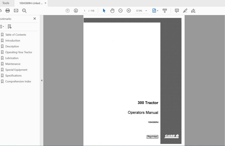 CASE IH TRACTOR 300 OPERATOR’S MANUAL 1004380R4 N- PDF FILE