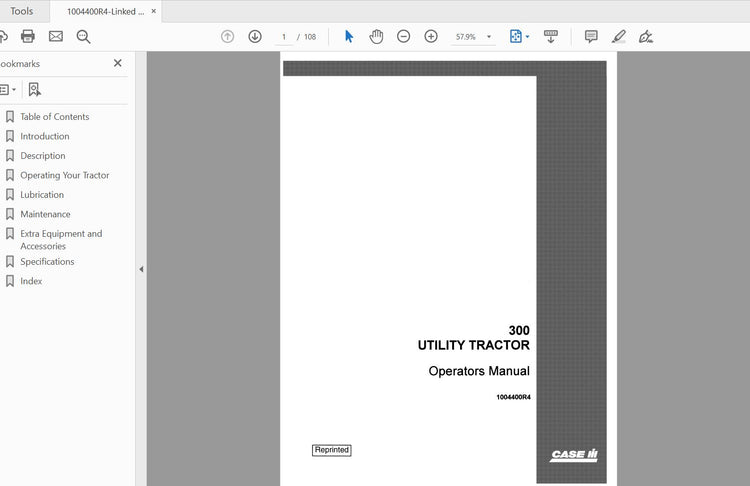 CASE IH Tractor 300 Utility Operator’s Manual 1004400R4 - PDF File
