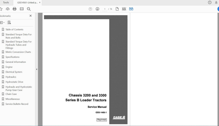 CASE IH TRACTOR 3200,3300 SERIES B COMPACT LDR SERVICE MANUAL GSS14561 - PDF FILE