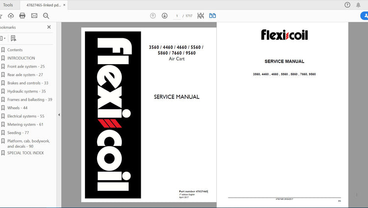CASE IH TRACTOR 3560, 4460, 4660, 5560, 5860, 7660, 9560 AIR CART SERVICE MANUAL 47827465 - PDF FILE