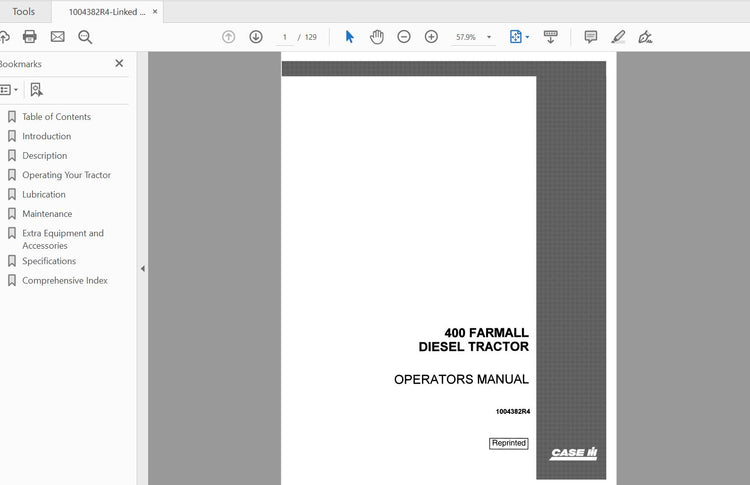 CASE IH Tractor 400 Farmall Diesel Operator’s Manual 1004382R4 - PDF File