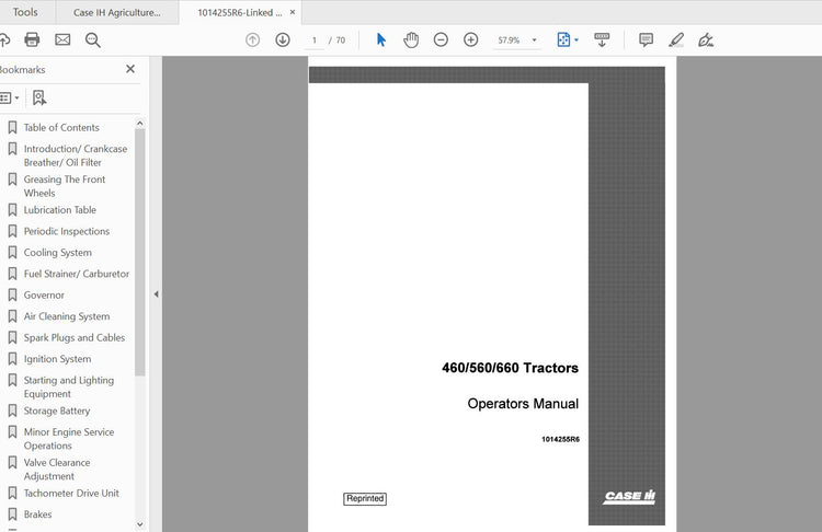 CASE IH TRACTOR 460/560/660 - 1014255R6 OPERATOR’S MANUAL - PDF FILE