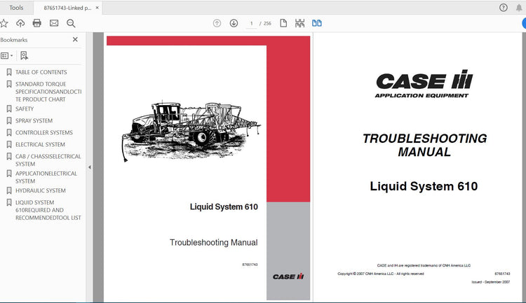 CASE IH TRACTOR 610 LIQUID SYSTEM TROUBLESHOOTING MANUAL 87651743 - PDF FILE
