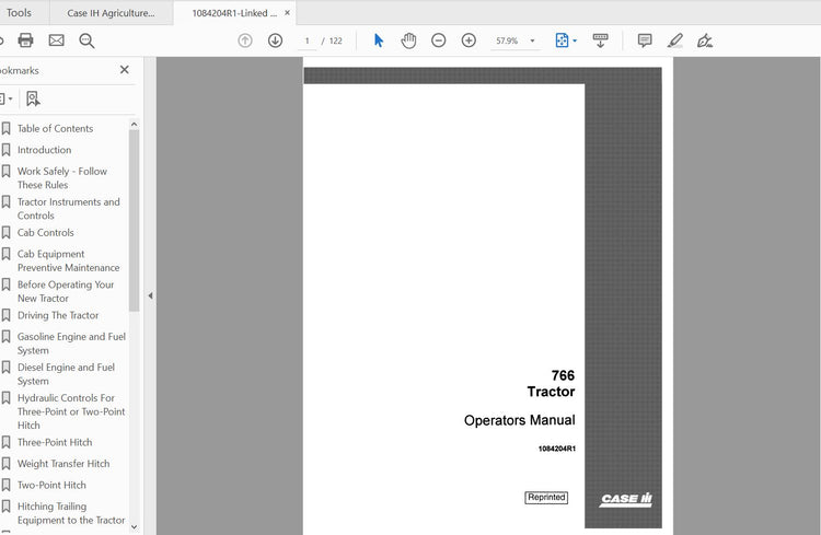 CASE IH TRACTOR 766 OPERATOR’S MANUAL 1084204R1 - PDF FILE