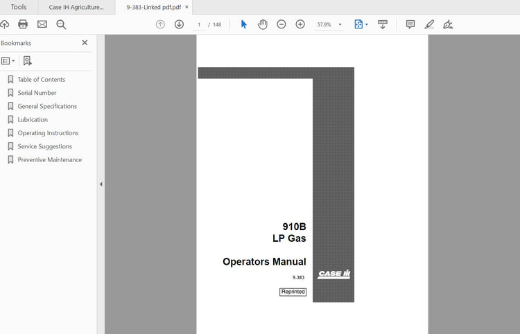 CASE IH TRACTOR 910B LP GAS OPERATOR’S MANUAL 9-383 - PDF FILE
