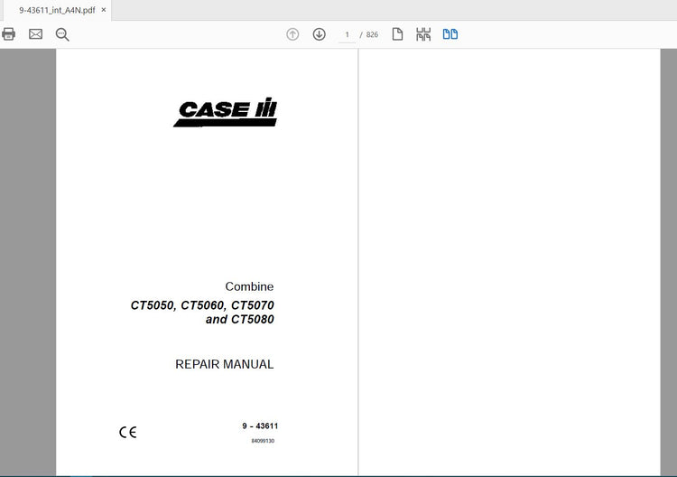 CASE IH Tractor CT505050, 6050, 5070, 5080 Service Manual 9-43611 – PDF File