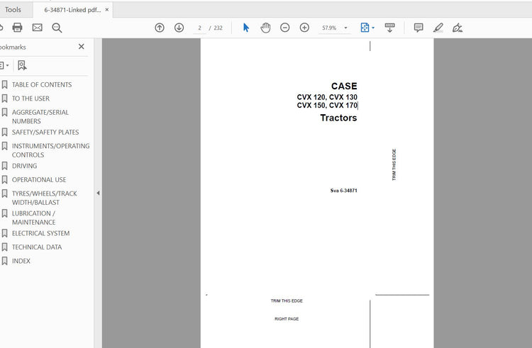Case IH CVX 120, CVX 130, CVX 150, CVX 170 Tractor Operator's Manual (PDF)