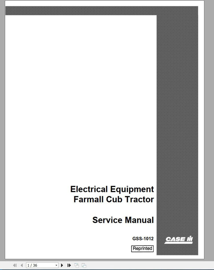 CASE IH TRACTOR ELECTRICAL EQUIPMENT FARMALL - IH CUB SERVICE MANUAL GSS-1012 - PDF FILE
