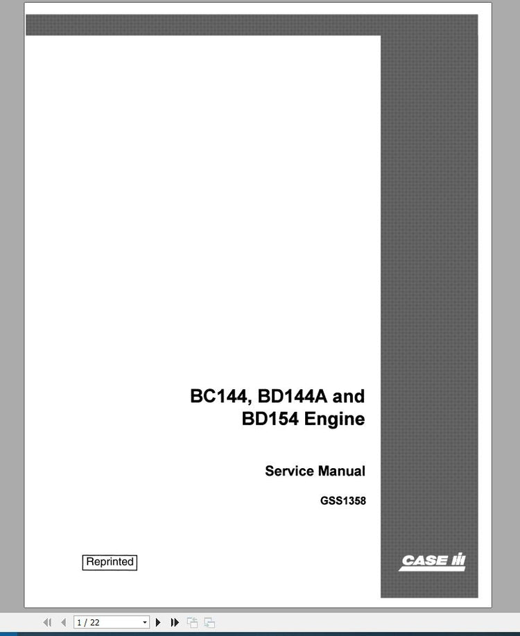 Case IH Tractor Engine Service Manual GSS1358 | Models 354, 364, 384, 424, 444 (PDF)