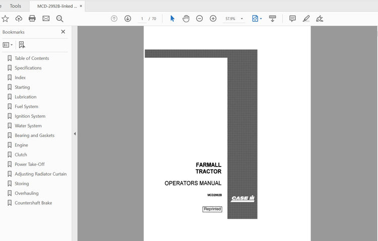 CASE IH TRACTOR FARMALL MCD2992B OPERATOR’S MANUAL - PDF FILE