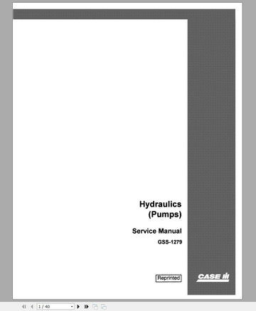 CASE IH TRACTOR HYDRAULIC PUMPS-CESSNA, THOMPSON SERVICE MANUAL GSS1279