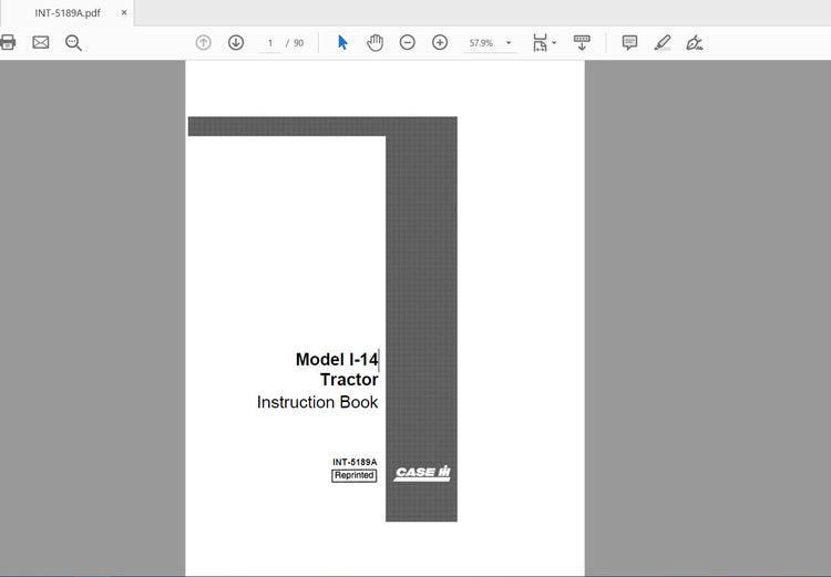 CASE IH TRACTOR I-14 INT-5189A OPERATOR’S MANUAL - PDF FILE