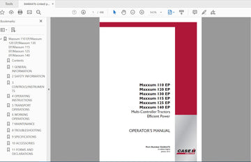CASE IH TRACTOR MAXXUM 110,120,10,115,125,140 EP 84484476 OPERATOR’S