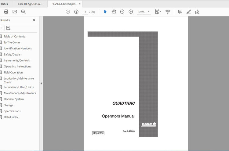 CASE IH TRACTOR QUADTRAC 9370, 9380, 9390 9-29263 OPERATOR’S MANUAL - PDF FILE
