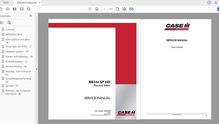 CASE IH Tractor RB544 SP HD Round Baler Service Manual 47824859 – PDF File