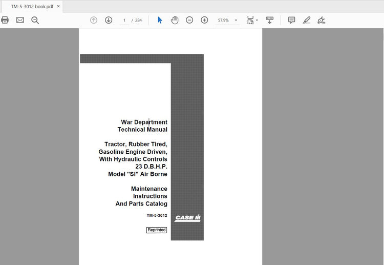 CASE IH TRACTOR SI TM-5-3012 OPERATOR’S MANUAL - PDF FILE