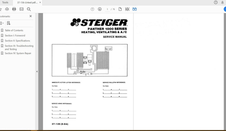 CASE IH TRACTOR STEIGER PANTHER 1000 SERIES HEATING,VENTILATING, AC SERVICE MANUAL 37-136 - PDF FILE