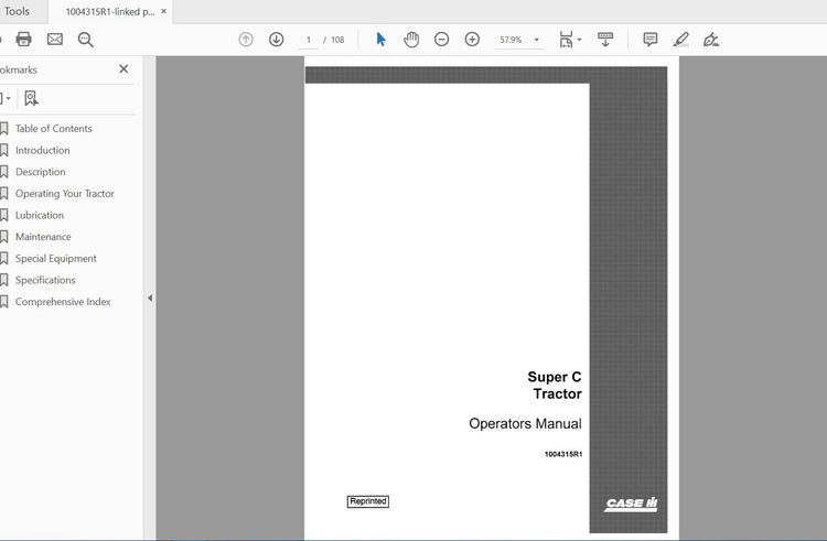 CASE IH TRACTOR SUPER A/AV 1004193R5 OPERATOR’S MANUAL - PDF FILE