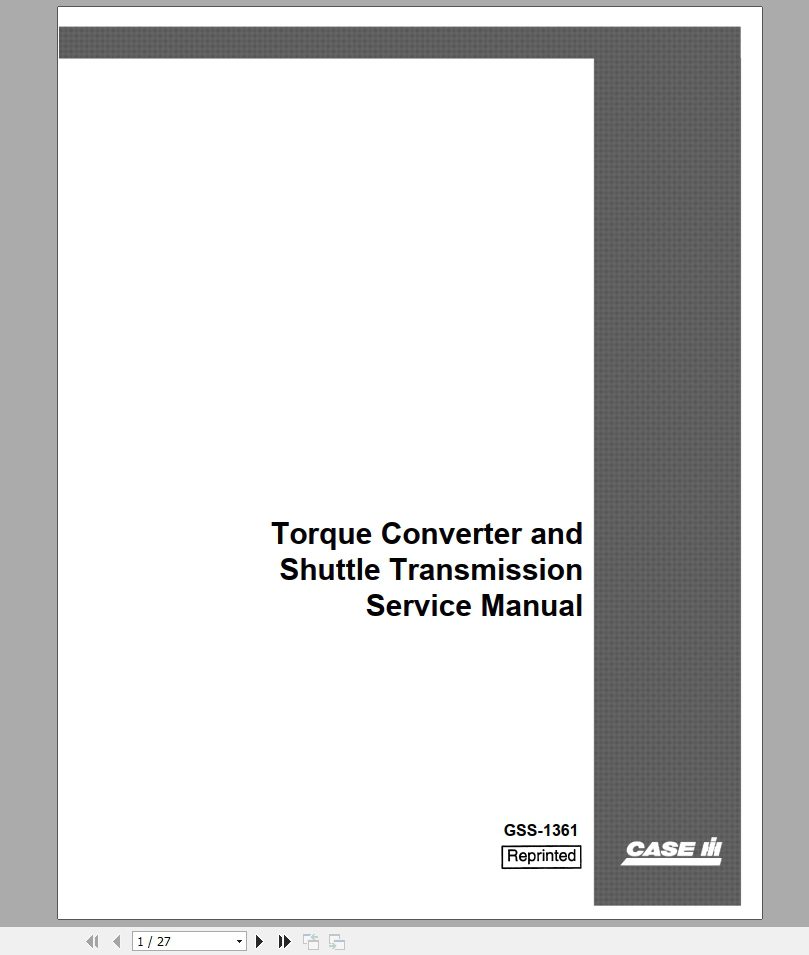CASE IH Tractor Torque Converter, Shuttle Transmission for 3414 Service Manual GSS-1361 – PDF File