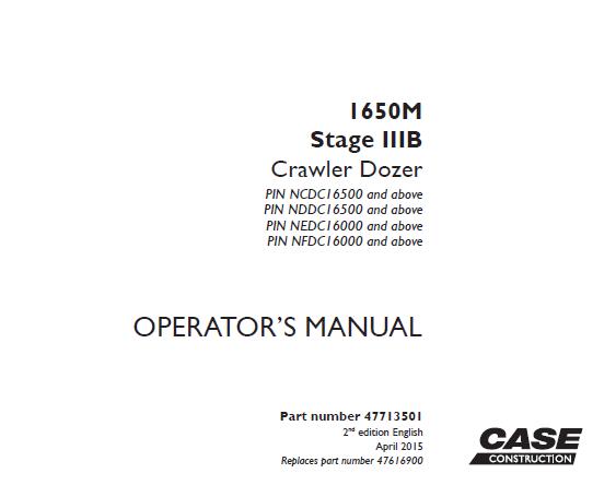 CASE 1650M Stage IIIB Crawler Dozer Operator’s Manual PDF