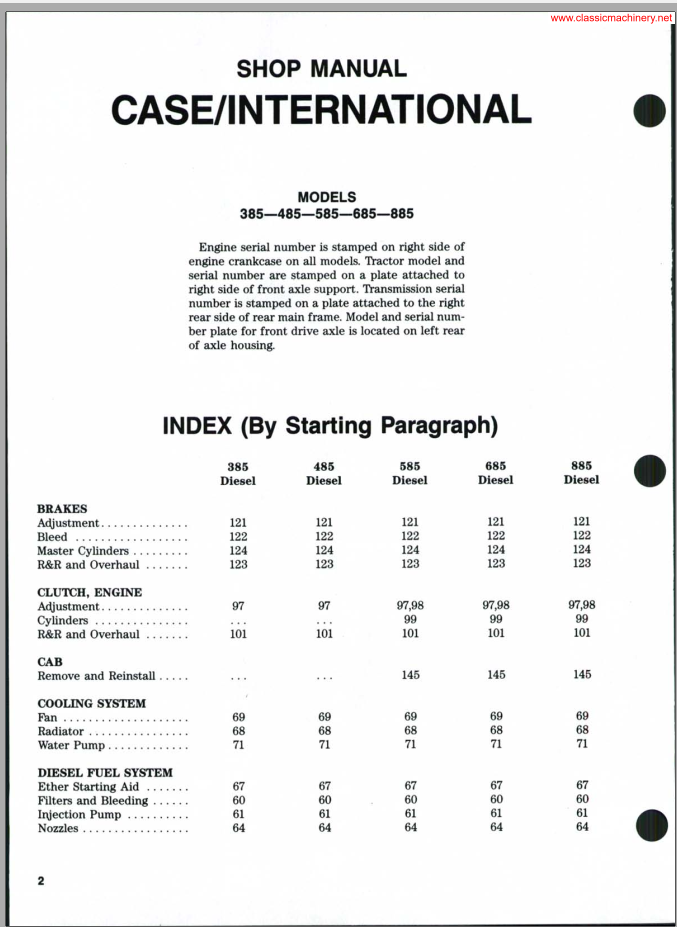CASE International 385-885 Series Shop Manual PDF