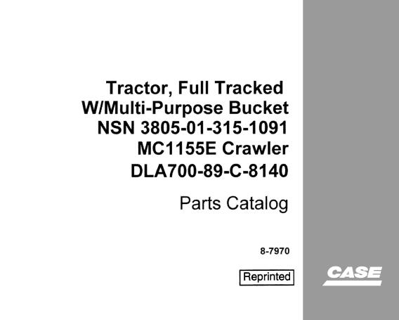 CASE MC1155E CRAWLER PARTS CATALOGUE MANUAL - PDF FILE