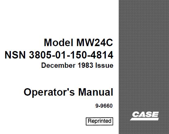 CASE MW24C WHEEL LOADER OPERATOR’S MANUAL - PDF FILE