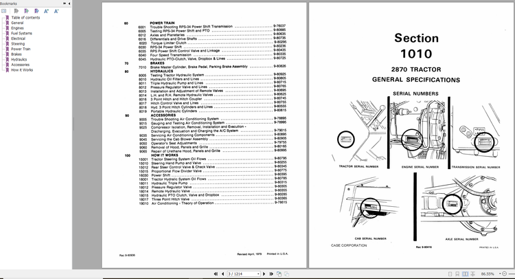 CASE TRACTOR 2870 SERVICE MANUAL 9-79815 - PDF FILE