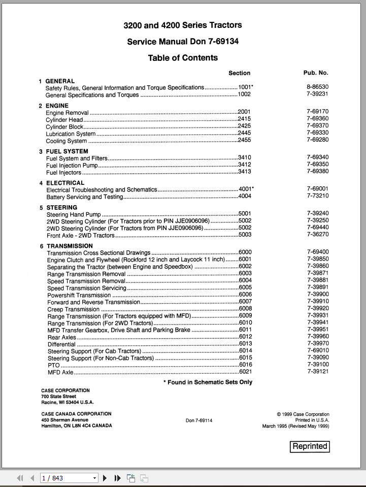 CASE TRACTOR 3200, 4200 SERIES SERVICE MANUAL 7-69134R0 - PDF FILE